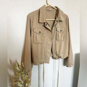 Tan Cropped Collared Jacket